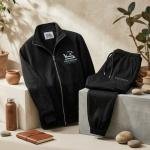 Men's Black Zipper Hoodie – Vexiron Athletics Graphic Sweatshirt with Multicolor Striped Cuffs