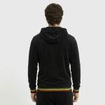 Men's Black Zipper Hoodie – Vexiron Athletics Graphic Sweatshirt with Multicolor Striped Cuffs