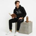 Men's Black Zipper Hoodie – Vexiron Athletics Graphic Sweatshirt with Multicolor Striped Cuffs