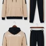 Men's Colorblock Fleece Hoodie & Side-Stripe Tracksuit Set